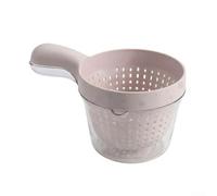 Kitchen Colander and Mixing Bowl Set 2-Piece ABS Plastic Dual Layer Strainer Basket with Handle Space-Saving Design Locking Mechanism Draining Pasta Washing Vegetables Fruits Salad 19x11cm(Pink)