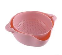 Kitchen Colander Set with Handle, Strainer Basket for Washing Fruits(Pink)