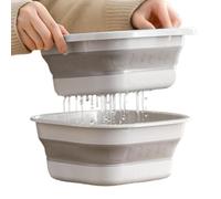 Kitchen Colander Strainer - Folding Double Layer, Drain Basket Food Prep Bowl Durable Space Saving Design Fruit Vegetable Pasta Drainer for Spaghetti Washing Cooking Kitchen Storage Organizer Tool