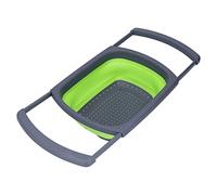 Kitchen Collapsible Colander,Over The Sink Rectangular Colander with Extendable Handles,10.4x15.4x1.7inch,Silicone Folding Strainer Pasta Fruit Colander Strainer for Draining Fruit,Pasta
