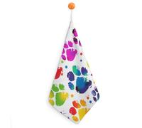 Kitchen Colorful Dog Paw Hand Towels with Hanging Loops, Highly Absorbent & Quick Drying Towels for Kitchen Bathroom, Microfiber Cleaning Cloth, Dish Towel, Tea Towel Decorative, Dish Rag(12x12)