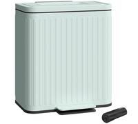 Homcom 2 X 20L Double Rubbish Bin, Pedal Bin With Rubbish Bags, Green Green