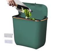 Kitchen Compost Bin, 7 Litre Hanging Trash Can with Lid, Large Capacity Wall Mounted Trash Can Odor-Sealing Design for Bathroom, Toilet, Kitchen, Living Room & Bedroom