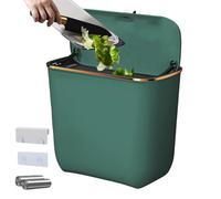 Kitchen Compost Bin, 7L Hanging Trash Can with Lid, Wall-Mounted Garbage Can, Large Capacity Recycling Wastebasket for Bathroom, Toilet, Kitchen, Living Room, Bedroom