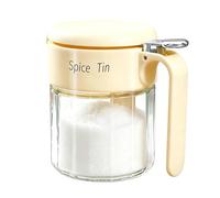Kitchen Condiment Box | 400ml Multi-Functional Storage Box - Glass Condiment Jar with Lid - for Sugar Salt Pepper Sesame Vinegar Meal Prep Dish Serving Restaurant Catering Truck