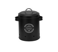 Kitchen Container Potato Onion Garlic Jar Galvanized Metal Vegetable Holder with Air Exchange Holes Suitable for Garden Organization, Medium Black