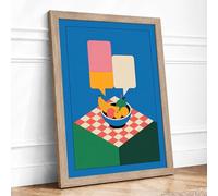 Kitchen Conversation Modern Framed Wall Art Print A4 (29.7×21cm) Oak, Wall Decor for Living Room, Bedroom, Office & Home, Ready to Hang, Art Gift