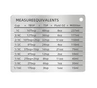 Kitchen Conversion Chart Magnet, 11x8.5cm Stainless Steel Rubber Refrigerator Units Chart, Cooking Accessory, Baking Setup, Culinary Station, Home Chef Aid