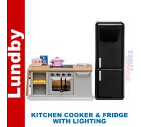 KITCHEN COOKER & FRIDGE with Lighting LUNDBY Doll House Furniture 60-6055-00