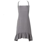 Kitchen Cooking Aprons for Women, Adjustable Cotton Soft Bib Apron with Pockets for WomenGrey,One Size