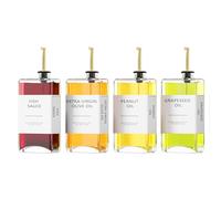 Kitchen Cooking Oil Dispenser Set, Olive Oil & Vinegar Bottles, Soy Sauce Dispenser - 4 Pieces, Gold, Elegant Book Design, Durable, Leak-Proof, Easy-Pour Spouts, Perfect for Kitchen, Dining Table