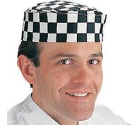 Kitchen Cooking Skull Cap Big Black Check (Polycotton) - One Size - Great for increasing hygiene levels in your kitchen