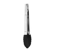 Kitchen Cooking Tong Stainless Steel Silicone Head Grill Clips Suitable for Bread Steak Clips Baking Tongs Utensils(Black)