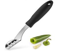 Kitchen Corer & Seed Remover - 430 Stainless Steel Pepper Coring Tool with Serrated Blade for Effortless Deseeding - Chili, Bell Pepper and Jalapeno Core Remover for Cooking & Grilling