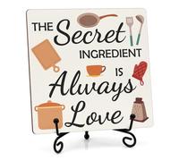 Kitchen Counter Decor Table Decorations for Dining Room Kitchen Wooden Plaque with Iron Stand Housewarming Gifts for Dining Room Funny Gifts for Chef Woman Man Home Decor for Counter Desk Table Shelf