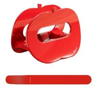 Kitchen Counter Lid Rack Constructed from Sturdy ABS Plastic with Gravity-Triggered Clamping Action and Perforated Body for Enhanced Airflow (Creamy Red)