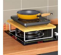 Kitchen Counter Organiser Non-Slip Feet Stable(Yellow) | Metal wood build, structure, supports microwave toaster, black finish, kitchen essential