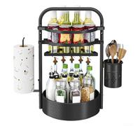 Kitchen Counter Organizer 360 Spin for Oil Salt Bottles(Black Small)