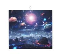 Kitchen countertop Absorbent pad WHJSSF Outer Space Planets Pattern Non-Slip and Quick-Drying for Storing Tableware and Cleaning countertops 18 x 16 in