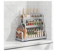 Kitchen Countertop Saver Organizer Utensil & Drainer.Dish Drainers,3-Tier Kitchen Organizer Rack,Stainless Steel Large Multi-Function Dish Rack Shelf with Adjustable Feet,Holds Seasonings,Kn
