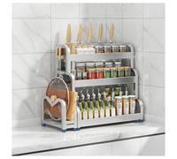 Kitchen Countertop Saver Organizer Utensil & Drainer.Dish Drainers,3-Tier Kitchen Organizer Rack,Stainless Steel Large Multi-Function Dish Rack Shelf with Adjustable Feet,Holds Seasonings,Kn