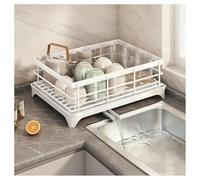 Kitchen Countertop Saver Organizer Utensil & Drainer.Dish Drying Rack,2 Tier Dish Racks for Kitchen Counter,Multifunctional Carbon Steel Large Drainers with Drain Tray/Cutting Board Rack/Ute