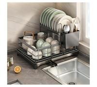 Kitchen Countertop Saver Organizer Utensil & Drainer.Dish Drying Rack,2 Tier Dish Racks for Kitchen Counter,Multifunctional Carbon Steel Large Drainers with Drain Tray/Cutting Board Rack/Ute