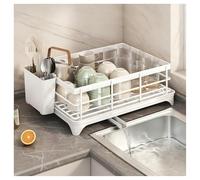 Kitchen Countertop Saver Organizer Utensil & Drainer.Dish Drying Rack,2 Tier Dish Racks for Kitchen Counter,Multifunctional Carbon Steel Large Drainers with Drain Tray/Cutting Board Rack/Ute