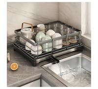 Kitchen Countertop Saver Organizer Utensil & Drainer.Dish Drying Rack,2 Tier Dish Racks for Kitchen Counter,Multifunctional Carbon Steel Large Drainers with Drain Tray/Cutting Board Rack/Ute