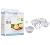 Kitchen Craft 4 cup Microwave Egg Plastic Poacher Drainer Healthy Eating