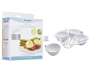 Kitchen Craft 4 cup Microwave Egg Plastic Poacher Drainer Healthy Eating