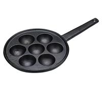 KitchenCraft Aebleskiver Pan with 7 Holes and Æbleskiver Recipe, Cast Iron, 2.5 cm