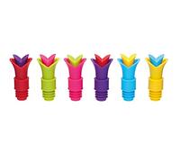 Kitchen Craft Colourworks Silicone Wine Pourers and Stoppers, Display of Thirty Six, Labelled