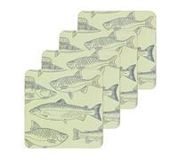 Kitchen Craft Fish Cork Back Laminated Coasters