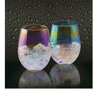 BarCraft Set of 2 Lustre Tumbler Glasses MultiColoured