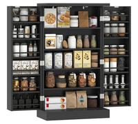 Kitchen Cupboard 104Cm Freestanding Storage Cabinet Black 5 Tiers