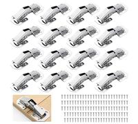 Kitchen Cupboard Hinge, 16 Pcs Wardrobe Door Hinges with Screws, Kitchen Door Cupboard Concealed Hinge, Embedded Furniture Hinges Full Overlay for Bathroom Bedroom Dining Room