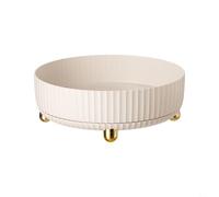 Kitchen Cupboard Organiser Rotating Shelf for Spices Bottles Cans Storage Turntable Pantry Cabinet Countertop Organizer Drainage Layer Fruit Vegetable Holder 22cm(White)