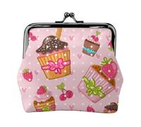 Kitchen Cupcakes Muffins, PU Leather Coin Purse, Small Wallets, Change Pouch with Kiss Lock Clasp Buckle, Change Purse