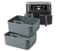 Kitchen Curated Silicone Air Fryer Liners for Ninja AF400UK AF451UK 9.5L | Fits Ninja Double Stack SL400UK and Tower T17088. 2 Pack 2.63mm platinum silicone, LFGB certified, dishwasher safe