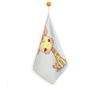 Kitchen Cute Bow Giraffe Hand Towels with Hanging Loops, Highly Absorbent & Quick Drying Towels for Kitchen Bathroom, Microfiber Cleaning Cloth, Dish Towel, Tea Towel Decorative, Dish Rag(12x12)