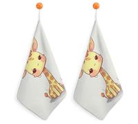 Kitchen Cute Bow Giraffe Hand Towels with Hanging Loops, Highly Absorbent & Quick Drying Towels for Kitchen Bathroom, Microfiber Cleaning Cloth, Dish Towel, Tea Towel Decorative, Dish Rag(12x12)