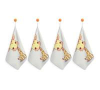Kitchen Cute Bow Giraffe Hand Towels with Hanging Loops, Highly Absorbent & Quick Drying Towels for Kitchen Bathroom, Microfiber Cleaning Cloth, Dish Towel, Tea Towel Decorative, Dish Rag(12x12)