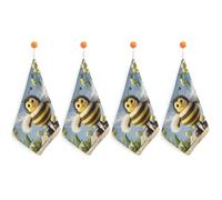 Kitchen Cute Cartoon Bee Hand Towels with Hanging Loops, Highly Absorbent & Quick Drying Towels for Kitchen Bathroom, Microfiber Cleaning Cloth, Dish Towel, Tea Towel Decorative, Dish Rag(12x12)