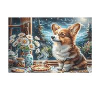 Kitchen Cute Corgi 1000 Pieces Jigsaw Puzzles For Men Educational Decompression Adults Anxiety Memory Care Mothers Valentines Gift Eco Friendly Material 1000 PCS/75x50cm