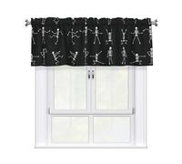 Kitchen Cute Skeleton Dancing Print Curtain Valance 54x18inch,Filtering Semi Sheer,1 Panel Short Curtains For Bedroom,Bathroom