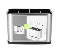 Kitchen Cutlery Holder Stainless Steel Utensil Holder Anti Slip Scratch Keep Neat Dry Utensil Caddy Kitchen Organizer with Divider and Weighted Base Cutlery Drainer for No Tipping Over Fork Storage