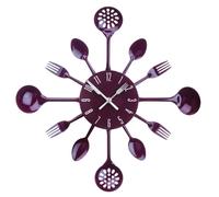 Kitchen Cutlery Wall Clock - Purple