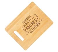 Kitchen Cutting Board for Mums - Unique Mother Gift from Daughter and Son | Wood Carving Board with Handle | Double-Sided Engraved Chopping Board | In Mama's Kitchen Everything Is Better, Mother's Day
