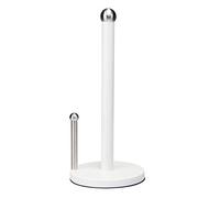 KITCHEN DETAILS Countertop Single Tear Paper Towel Holder, Free Standing, Weighted Bottom, Holds Large Rolls, Dispenser Bar Prevents Unraveling, Metal, White, 1 Count (Pack of 1)
